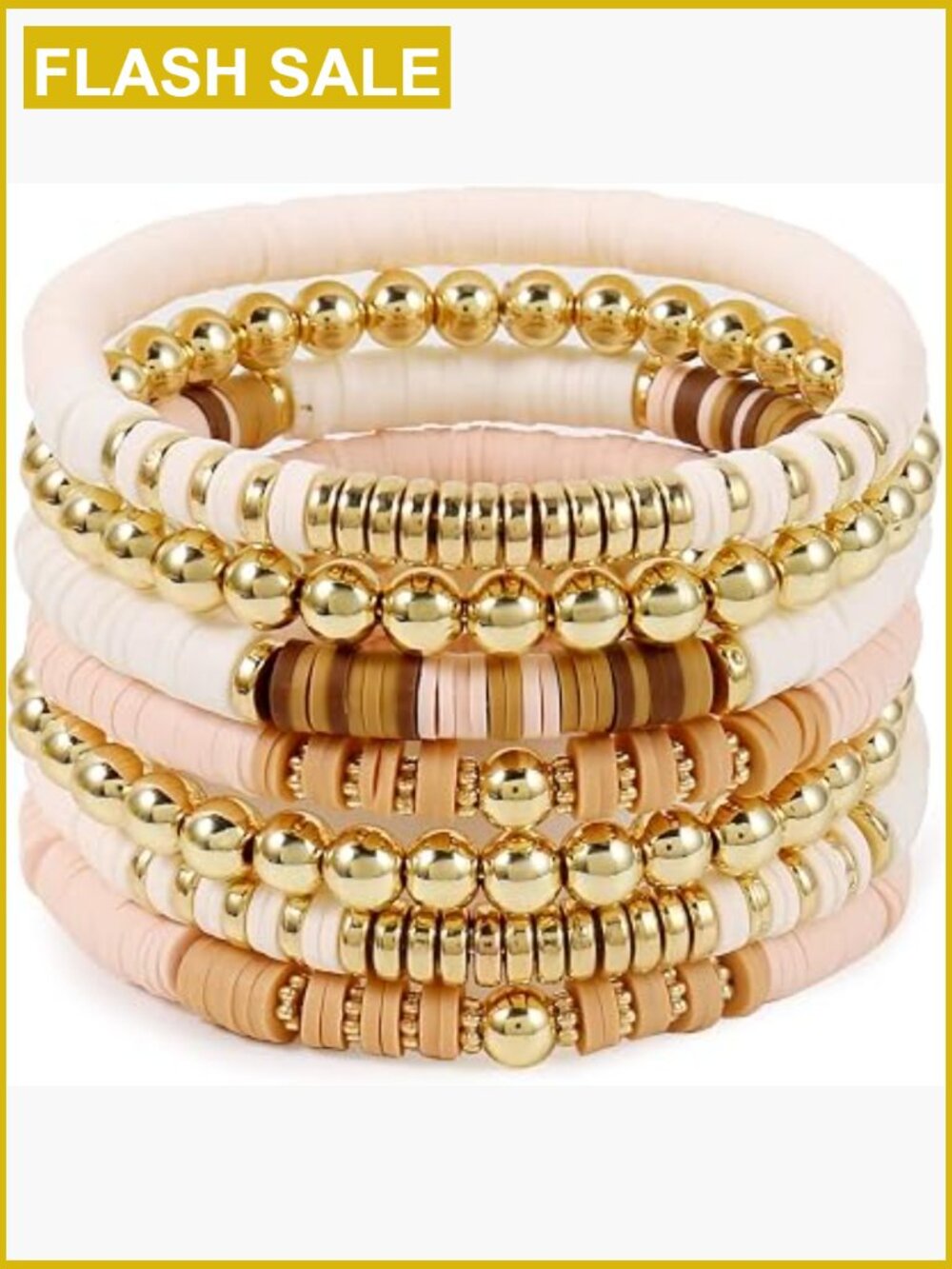 Polymer Clay Heishi Beaded Stretch Bracelets Boho Stackable Surfer Jewelry